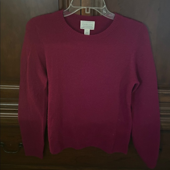 Caslon Cashmere Deep Fuchsia Cashmere Sweater/Size Small - Picture 8 of 9